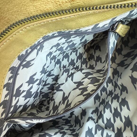 L.A.M.B. Embossed Leather Suede Clutch Bag Yellow Tan Lime Green Y2K - Picture 10 of 14